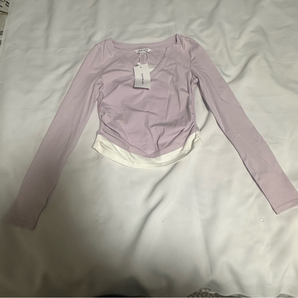 Urban Revivo Lilac and white Long Sleeve Women's Top size 4